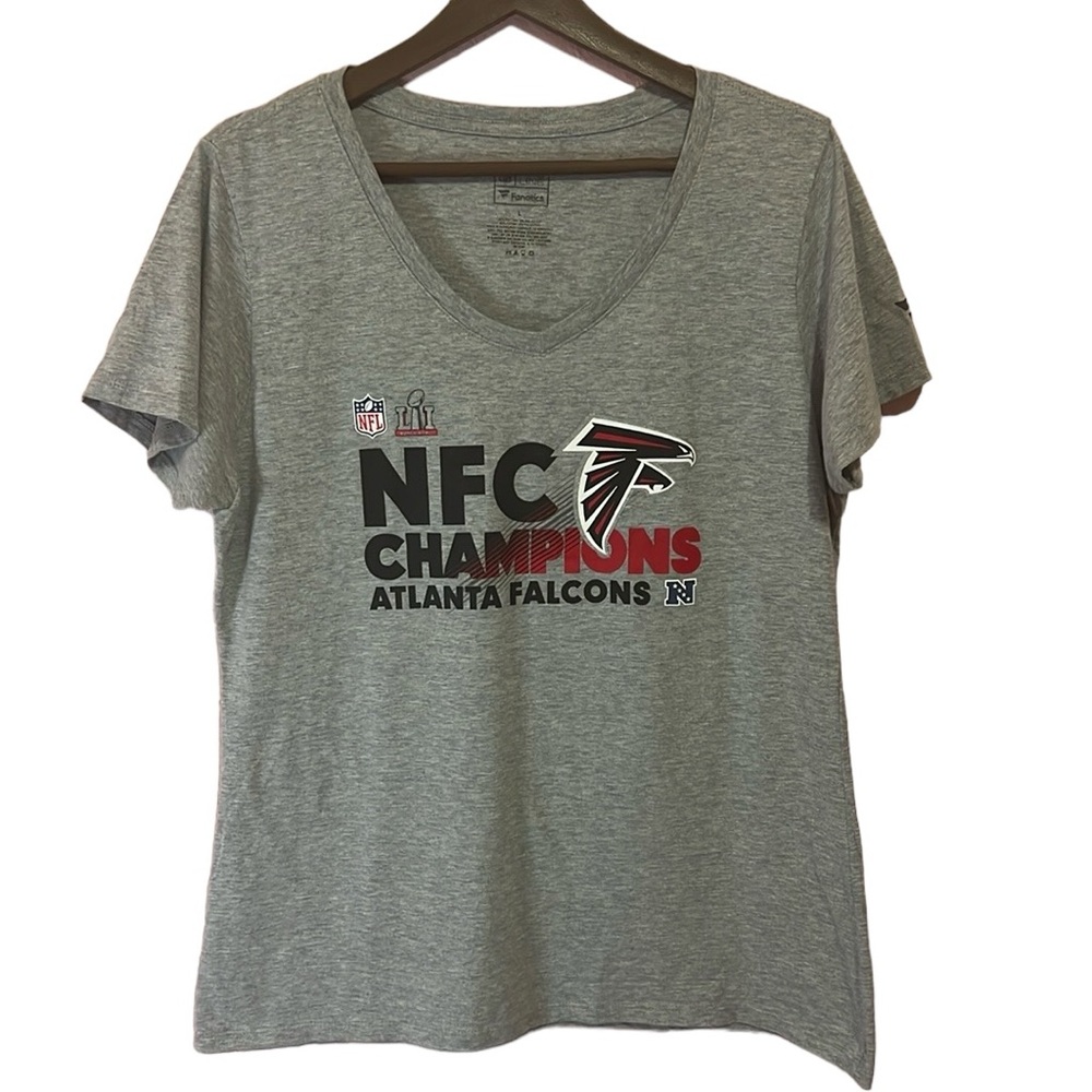 Atlanta Falcons NFC Champions Grey Women’s T-Shirt. Size L